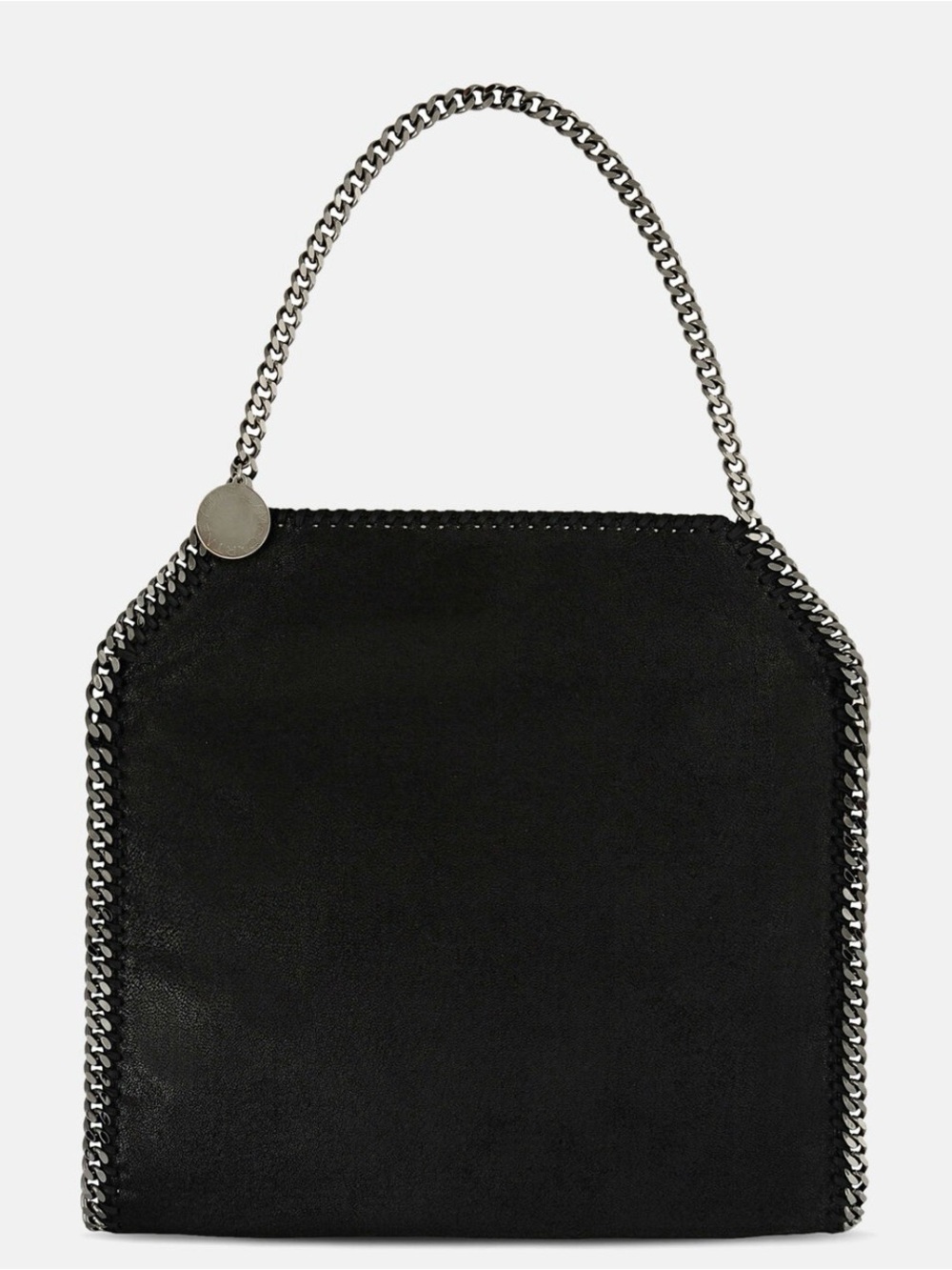 204D - Stella McCartney Falabella Black Shaggy Deer Silver Chain Tote Bag